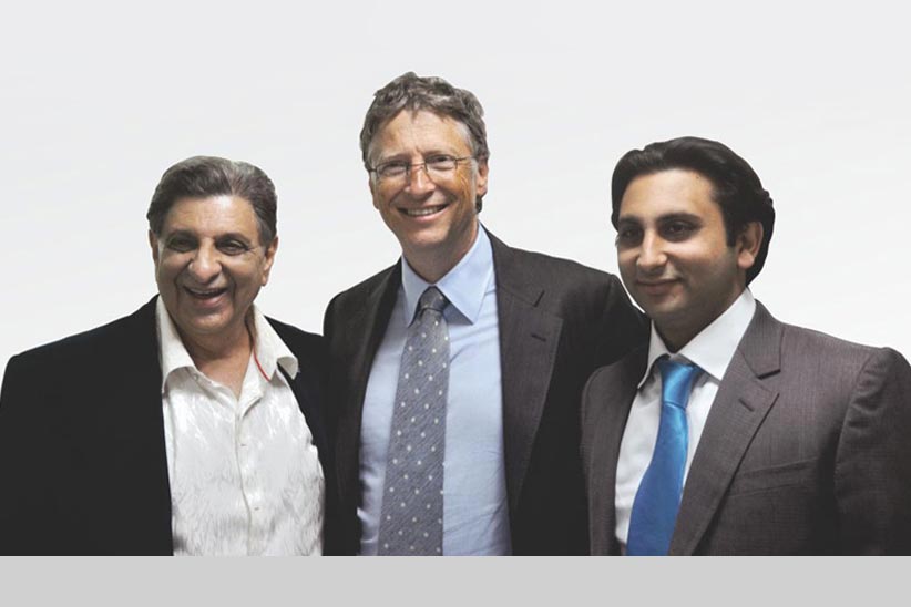 Cyrus Poonawalla and Adar Poonawalla with American Business magnate Bill Gates